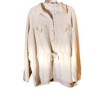 Liz Claiborne Pure Linen Tan Blouse. 2X